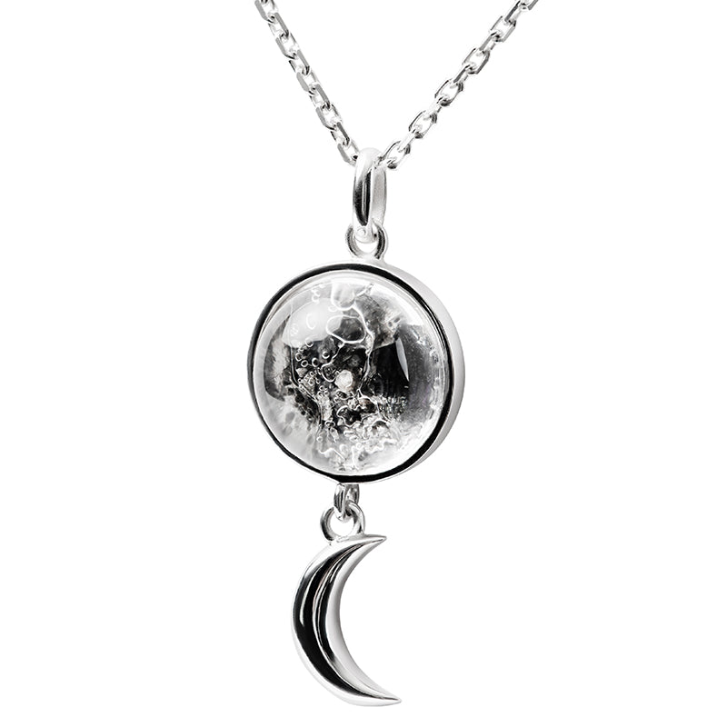 Sterling Silver Swaying Crescent Necklace Made With Moon Meteorite