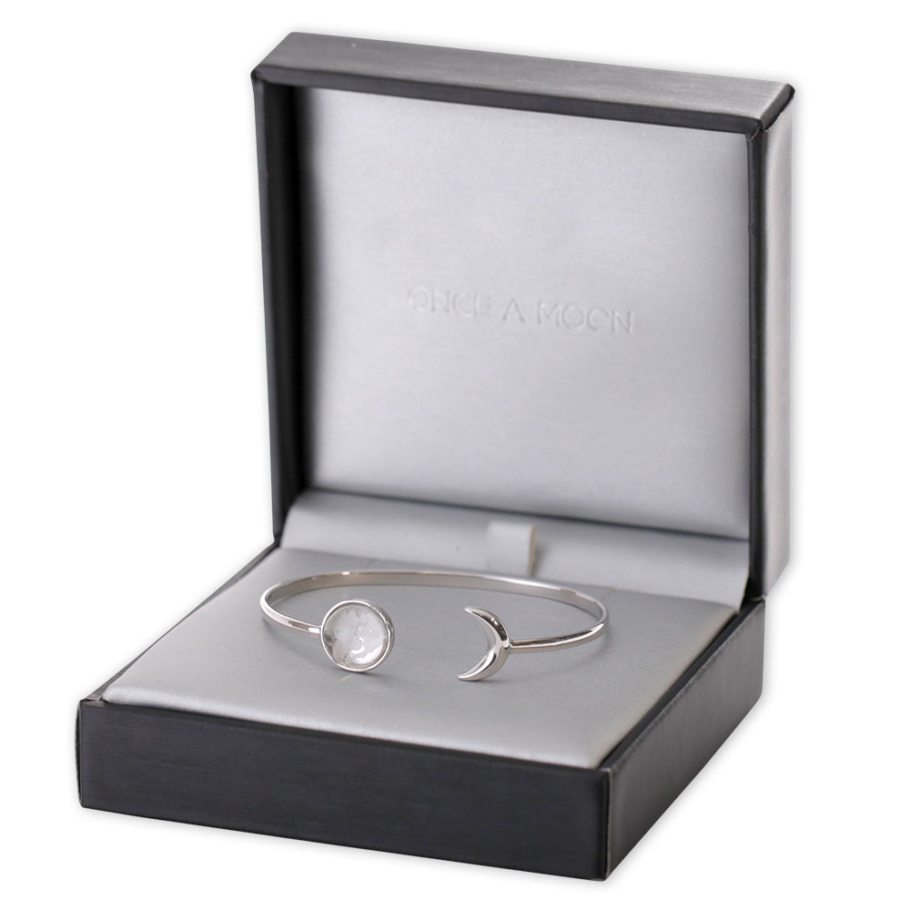 Sterling Silver Starlet Bangle Made With Moon Meteorite